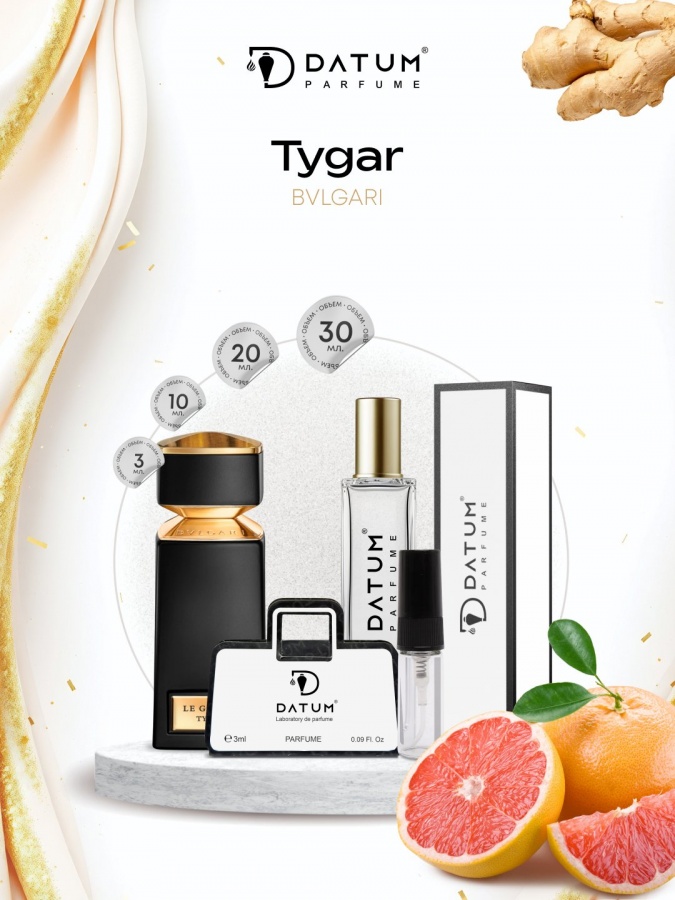 Erkaklar atiri Datum Parfume Tygar 30 ml, bergamot dolchin vanil va muskus bilan