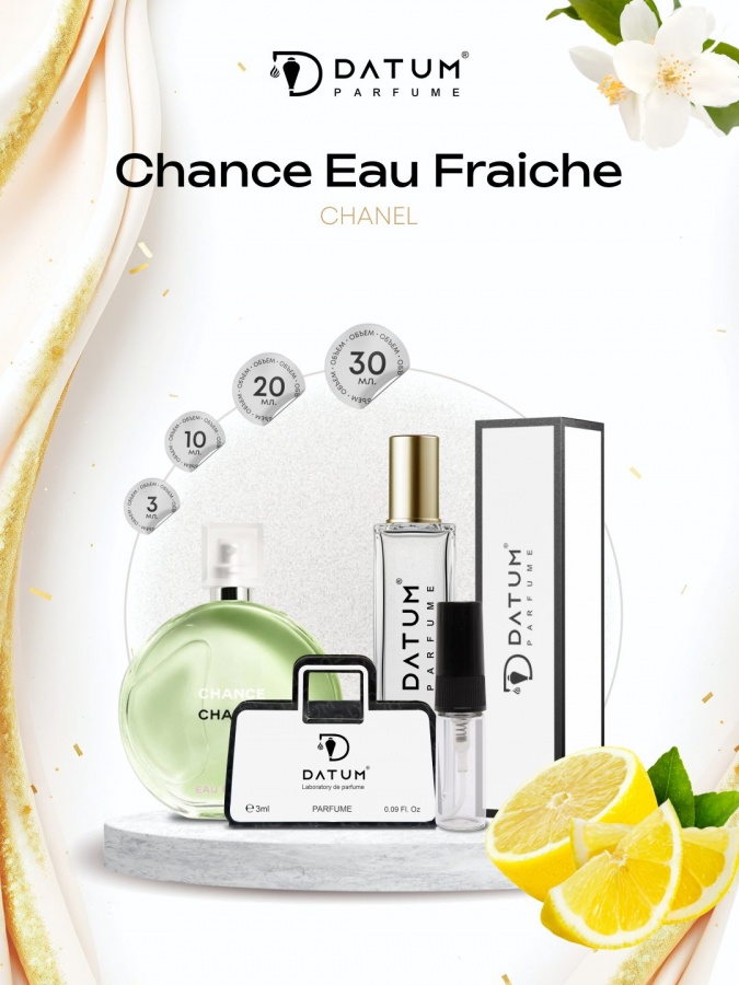 Ayollar atiri Datum Parfume Chance Eau Fraiche 30 ml, limon jasmin va oq muskus bilan
