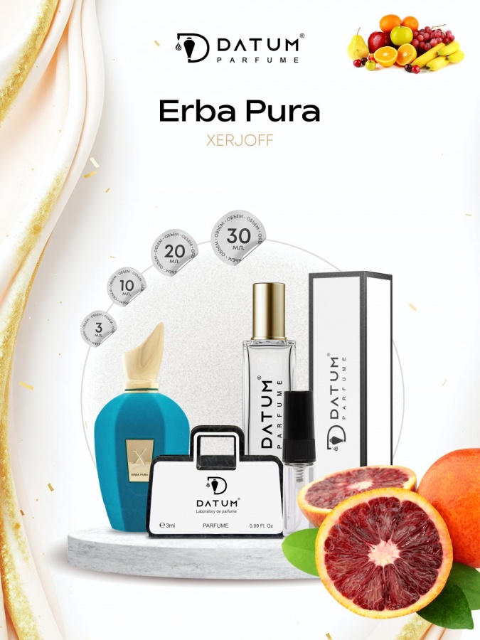 Uniseks atir Datum Parfume Erba Pura 20 ml, apelsin, meva, ambra notalari bilan