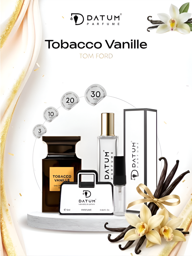 Uniseks atir Datum Parfume Tobacco Vanille 30 ml, tabac, yog‘och notalari notalari bilan