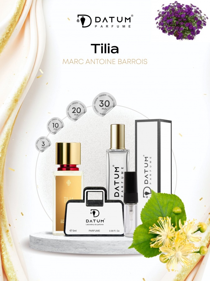 Uniseks atir Datum Parfume Tilia 10 ml, yasmin,geliotrop, vetiver notalari bilan