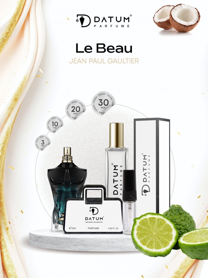 Erkaklar atiri Datum Parfume Le Beau 10 ml, bergamot, kokos notalari bilan