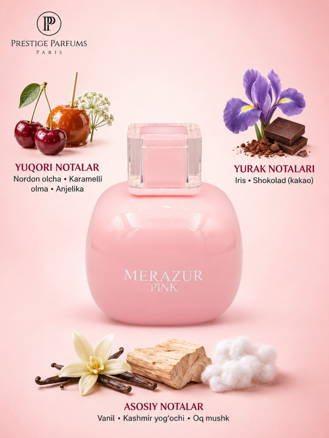 Merazur Fransiya xushbo'ylangan suvi. ayollar uchun "rozoviy"