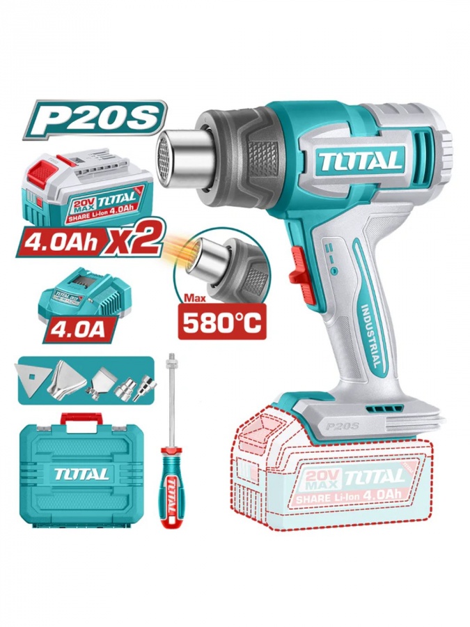 Qurilish feni TOTAL TBLI20085 20V (2x4.0Ah + Quvvatlash qurilmasi)