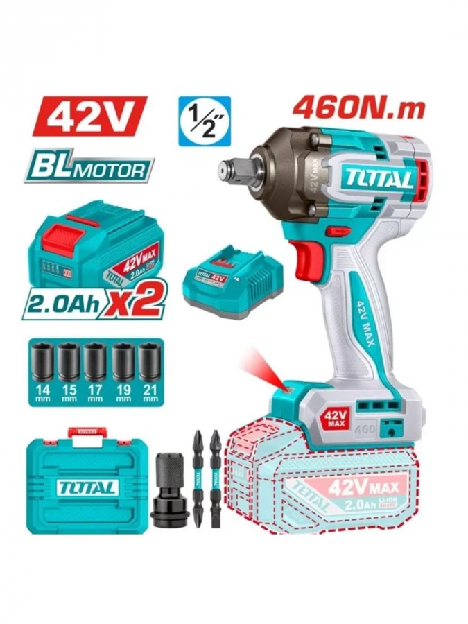 Akkumulyatorli zarbali gaykavyort TOTAL TIWLI42462