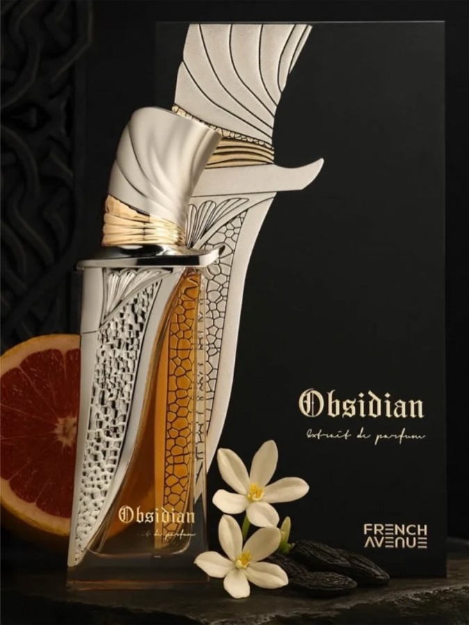 French Avenue Obsidian uniseks parfyum, sharqona yog'ochli atir, 100 ml arabiston duxi