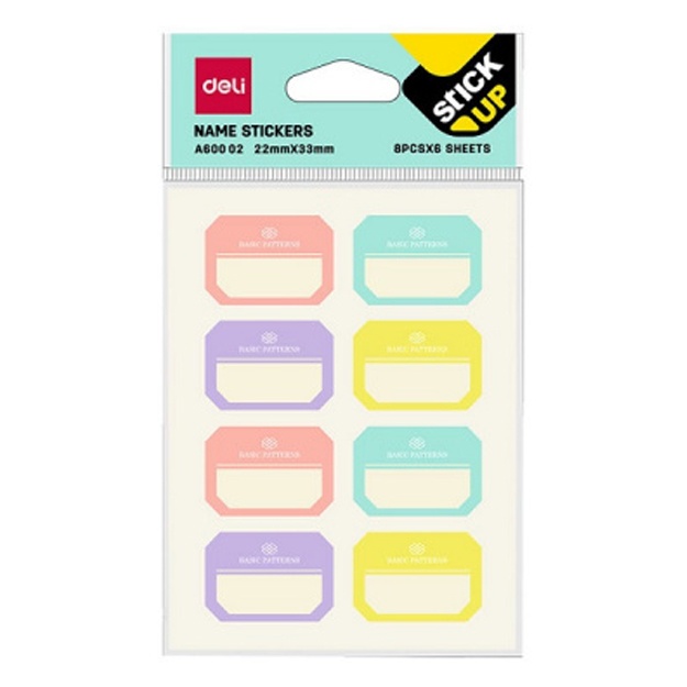 Nom stikerlari Deli EA60002, 6 varaq, 8 rang, assortiment