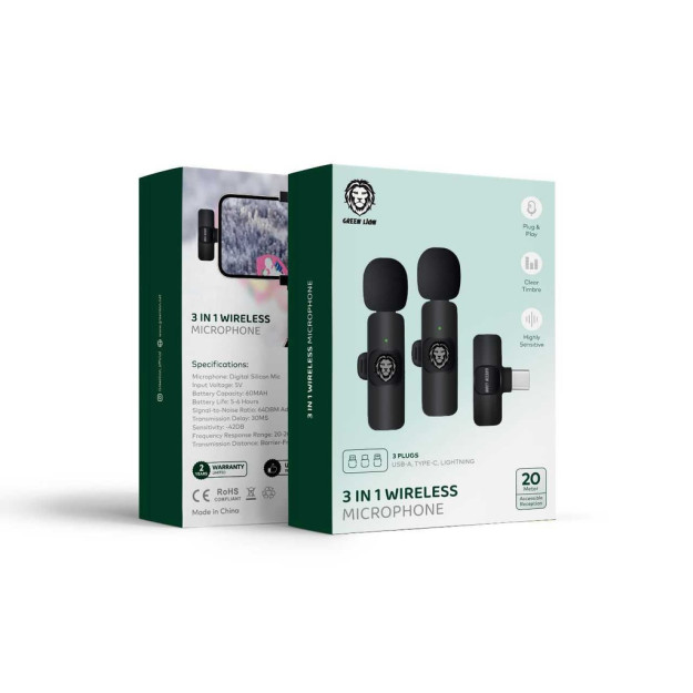 1 GN3WIRMICPBK 60269 da Green Lion 3 simsiz mikrofoni