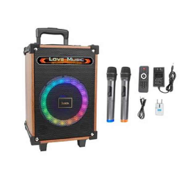Колонка Hoco HA2 Wave (Bluetooth/USB/TF/AUX/2микрофона) 45W коричневый 60613