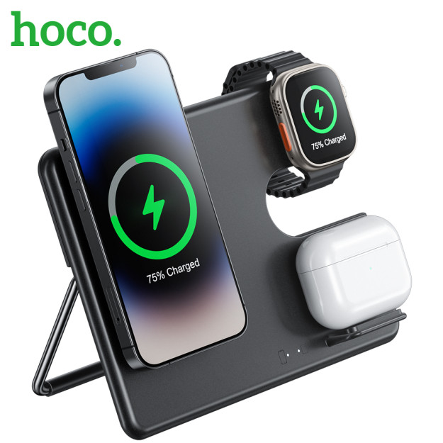 Hoco cq1 Geek 3-in-1 katlanadigan magnit simsiz zaryadlovchi 63004