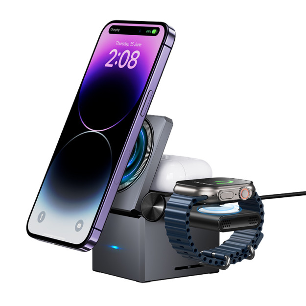 Hoco CQ8 folding 3-in-1 magnit simsiz zaryadlovchi 63038