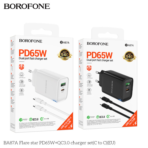 Borofone ba87a Type-C to Type-C zaryadlovchi PD 65W 66897