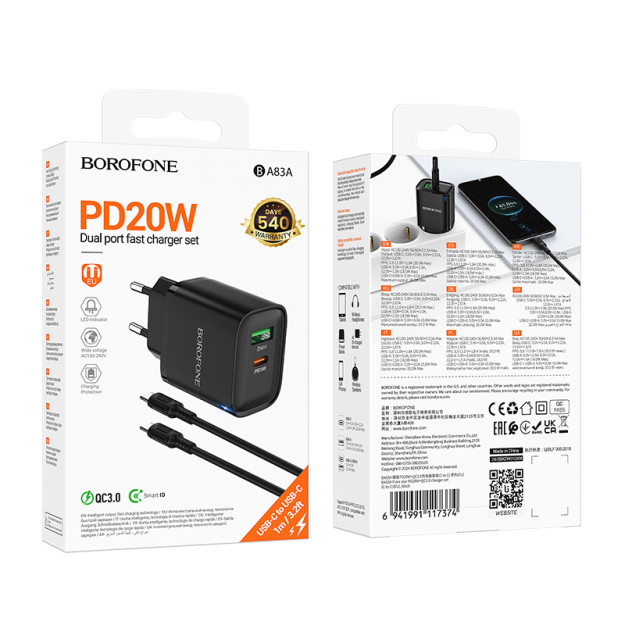 Borofone ba83a Type-C to Type-C zaryadlovchi PD 20W 66880