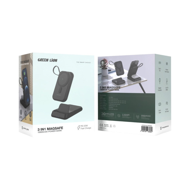 Green Lion 3-in-1 MagSafe 10000mAh 69228 quvvat banki