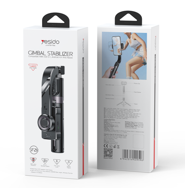 Selfie Stick auto 360° yesido sf28 69442 stabilizatori