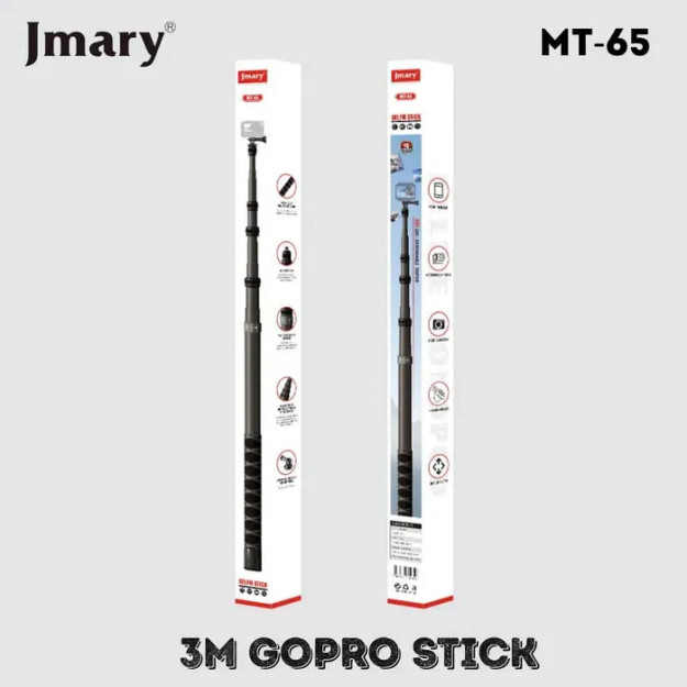 Jmary MT-65 69477 harakat kameralari uchun 3 metrli uglerodli monopod